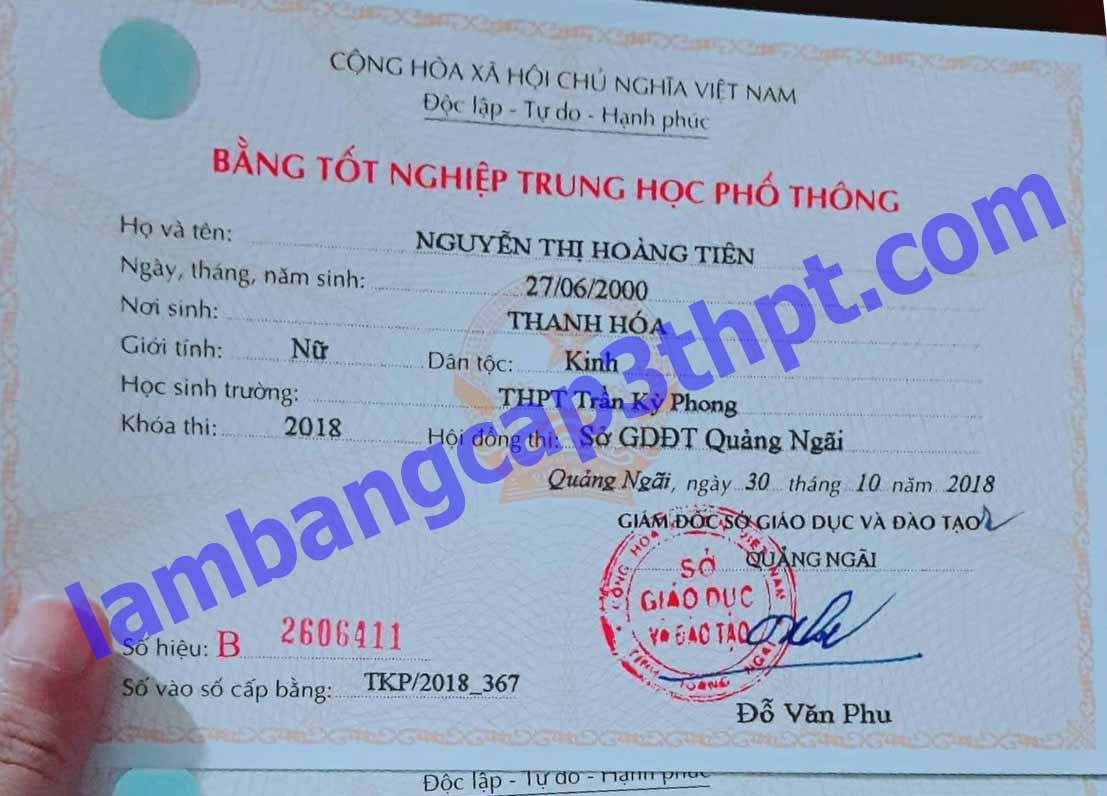 L&agrave;m Bằng Cấp 3 THPT Quảng Ng&atilde;i
