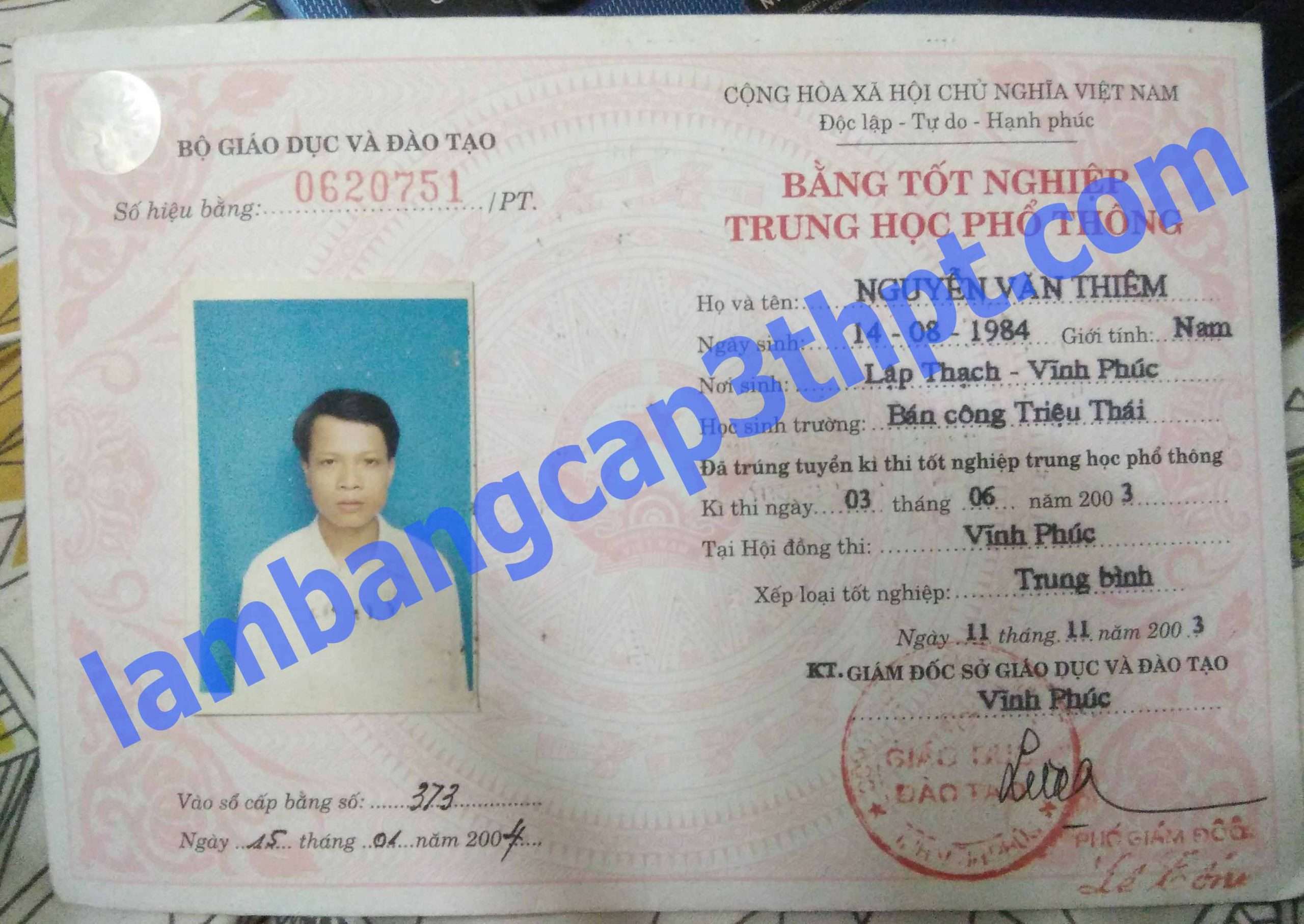 L&agrave;m Bằng Cấp 3 THPT Vĩnh Ph&uacute;c